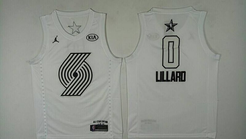 Men Portland Trail Blazers #0 Lillard White 2108 All Stars NBA Jerseys